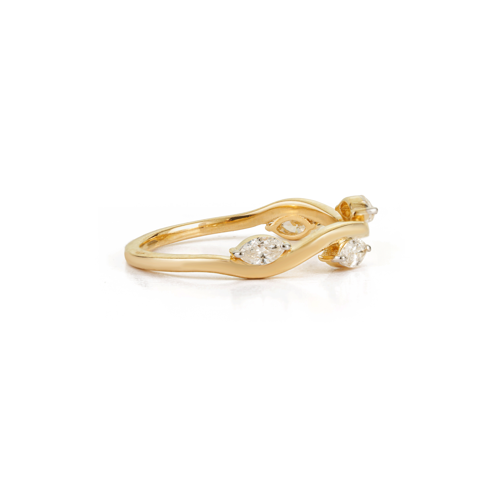 Diamond Crossover Wave Ring