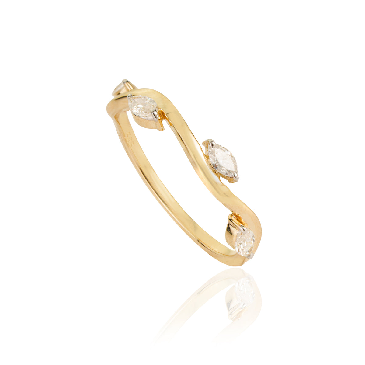 Diamond Crossover Wave Ring