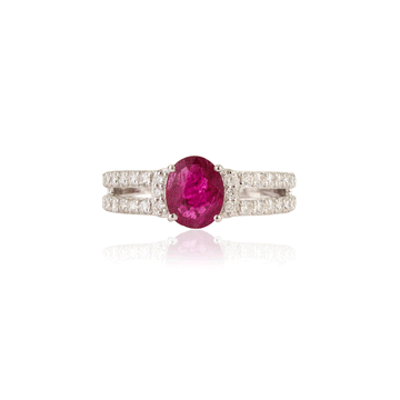 Ruby & Diamond Split Shank Ring