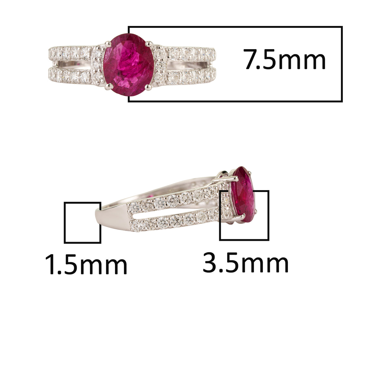 Ruby & Diamond Split Shank Ring