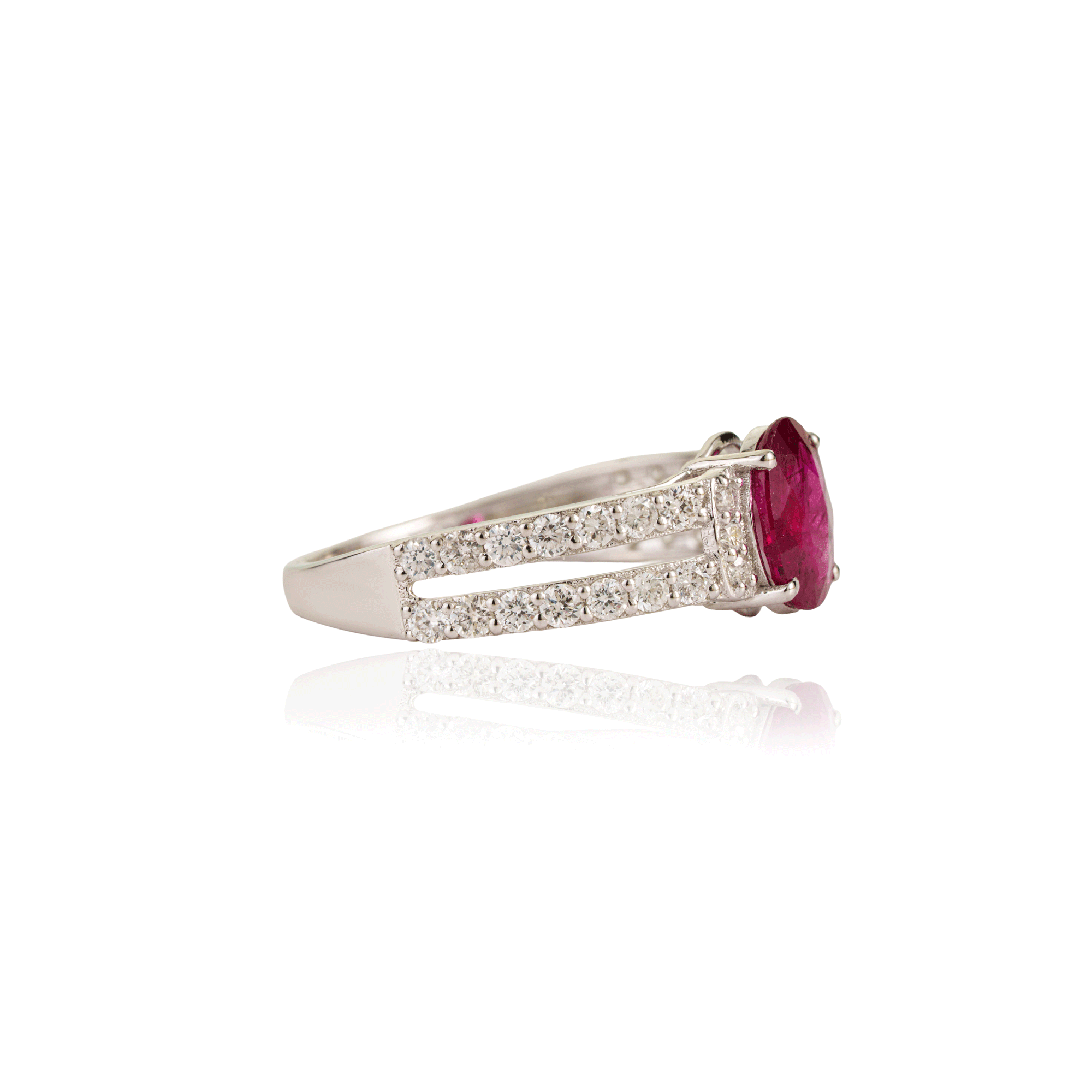 Ruby & Diamond Split Shank Ring