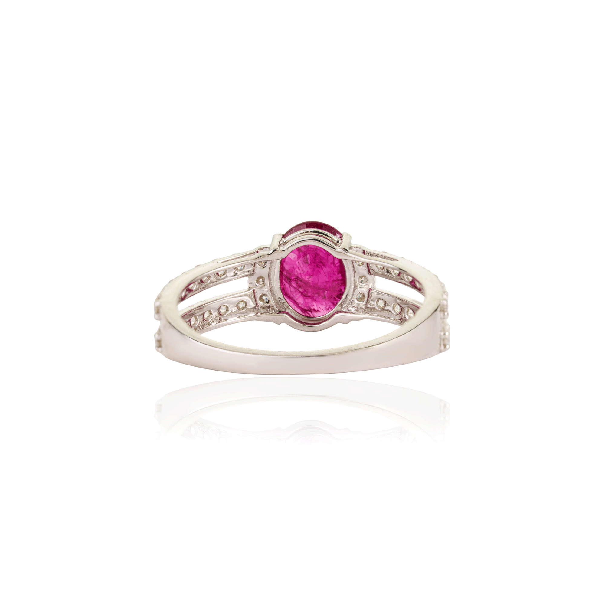 Ruby & Diamond Split Shank Ring