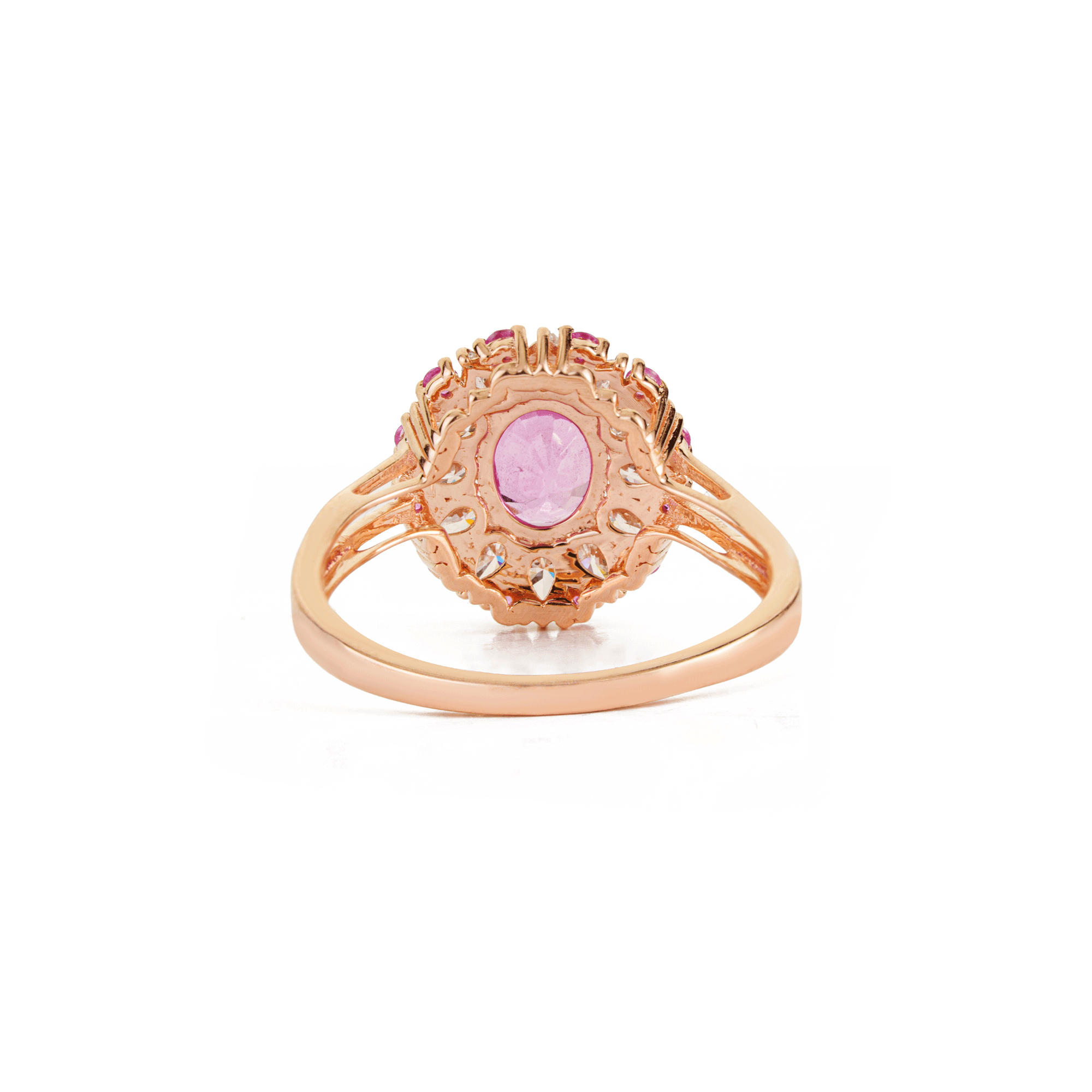Pink Sapphire & Diamond Halo Ring