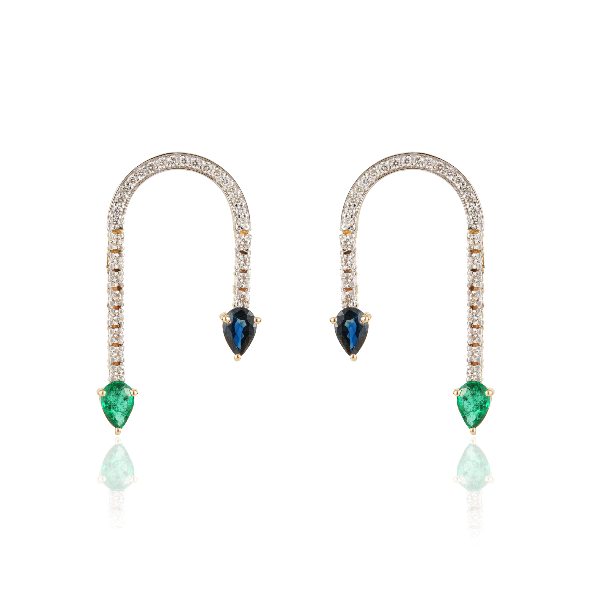 Emerald & Sapphire Drop Earrings