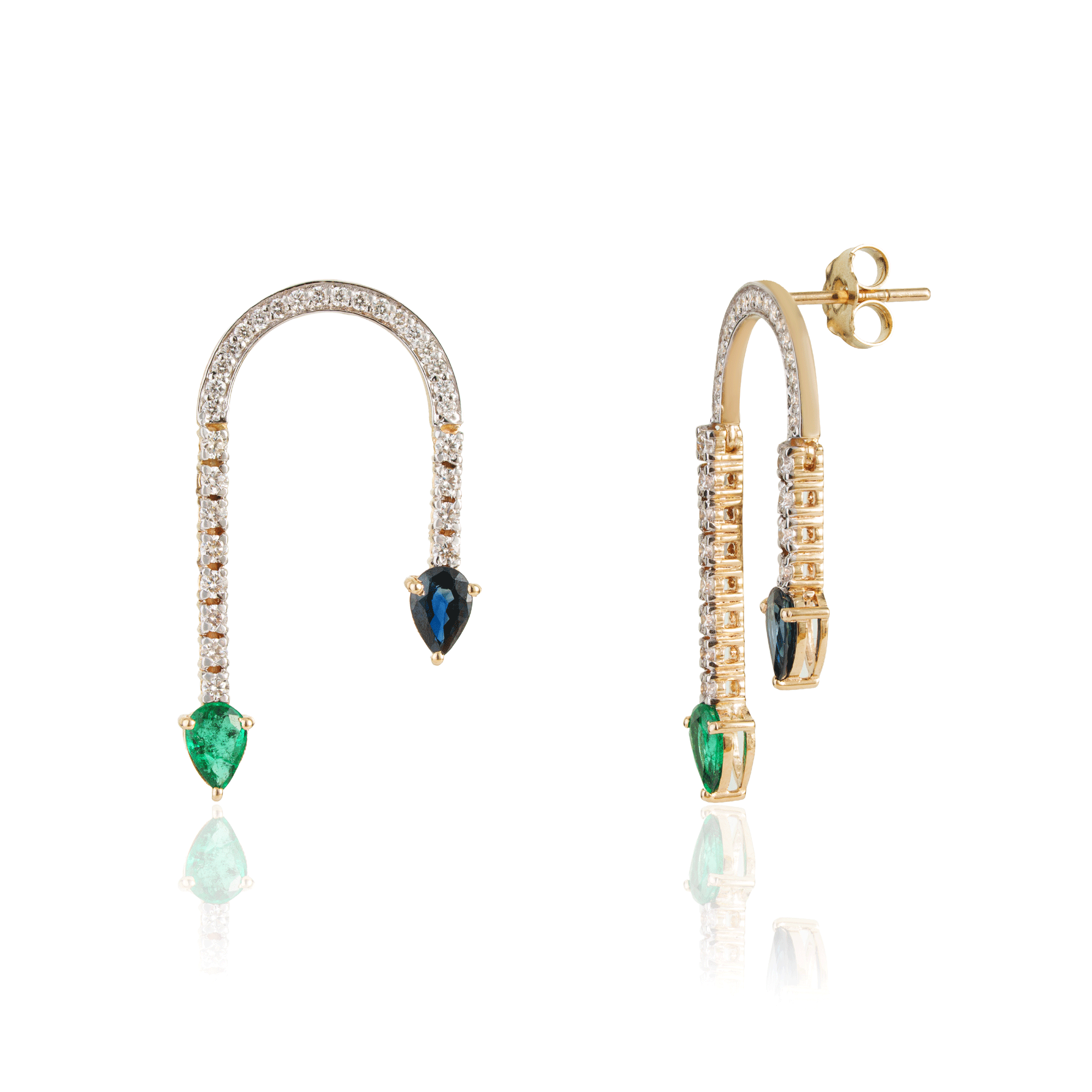Emerald & Sapphire Drop Earrings