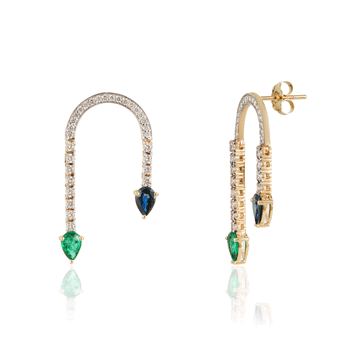 Emerald & Sapphire Drop Earrings