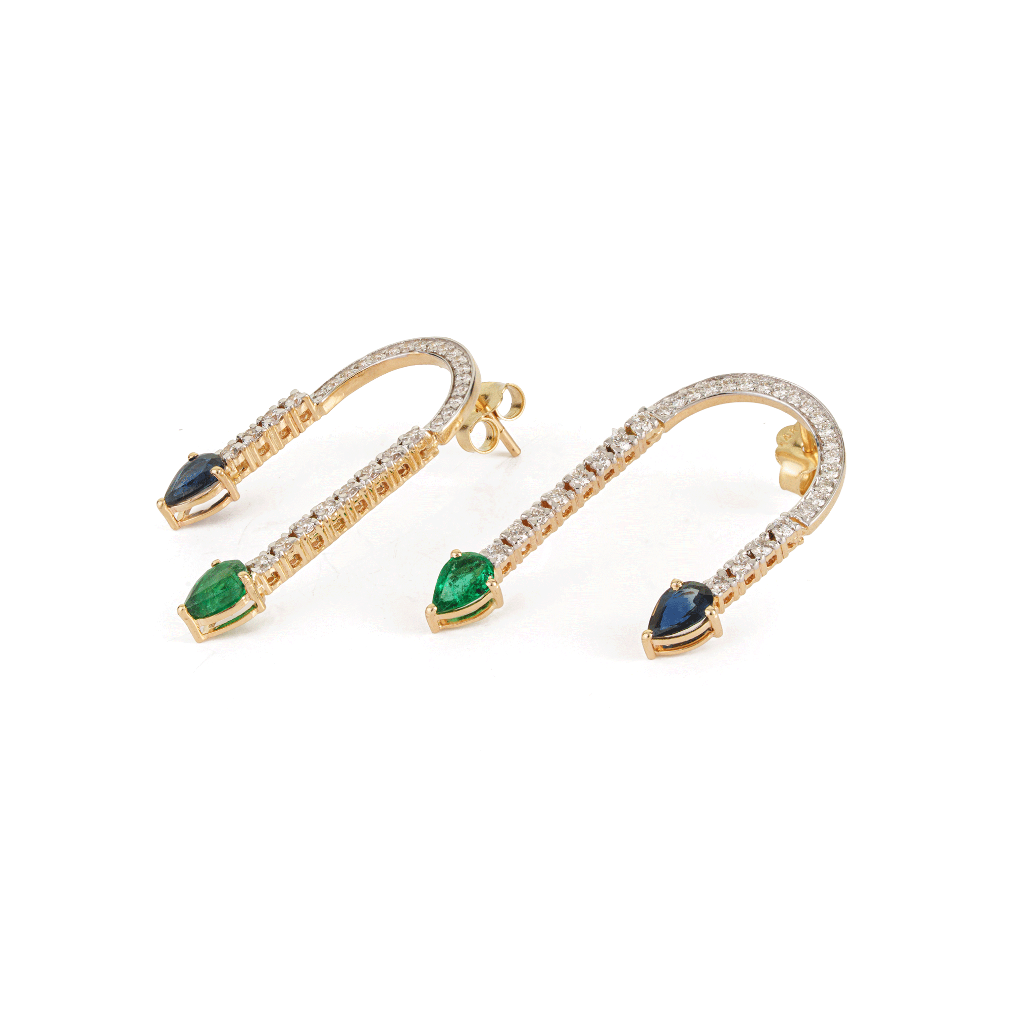 Emerald & Sapphire Drop Earrings