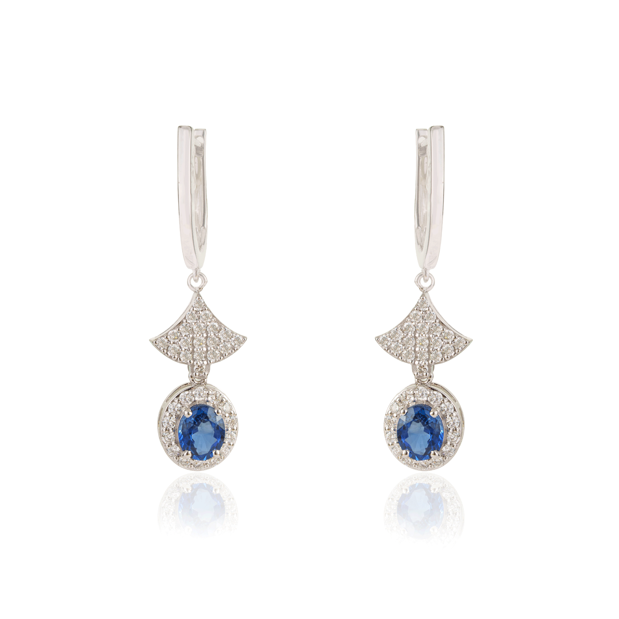 Blue Sapphire Diamond Drop Earrings