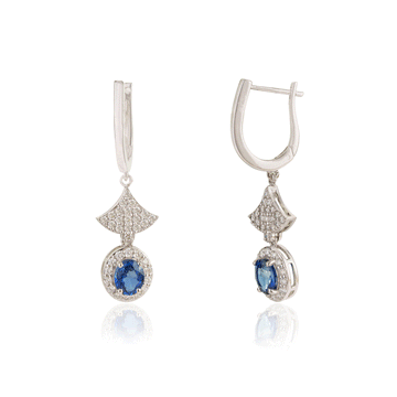 Blue Sapphire Diamond Drop Earrings