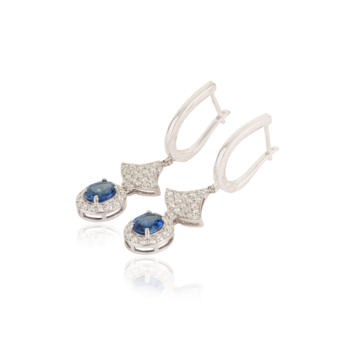 Blue Sapphire Diamond Drop Earrings