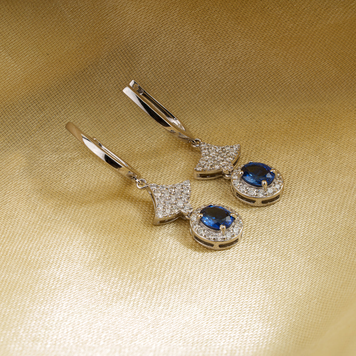 Blue Sapphire Diamond Drop Earrings