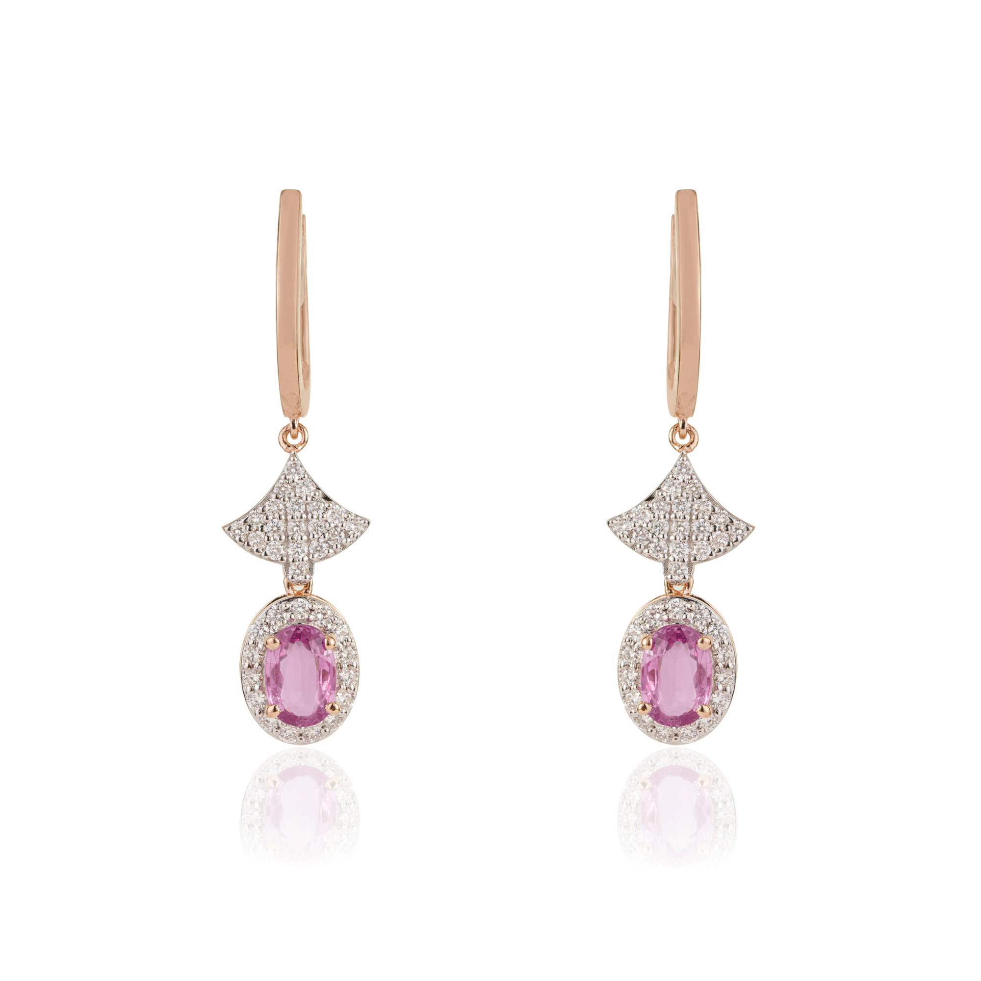 Pink Sapphire Diamond Drop Earrings