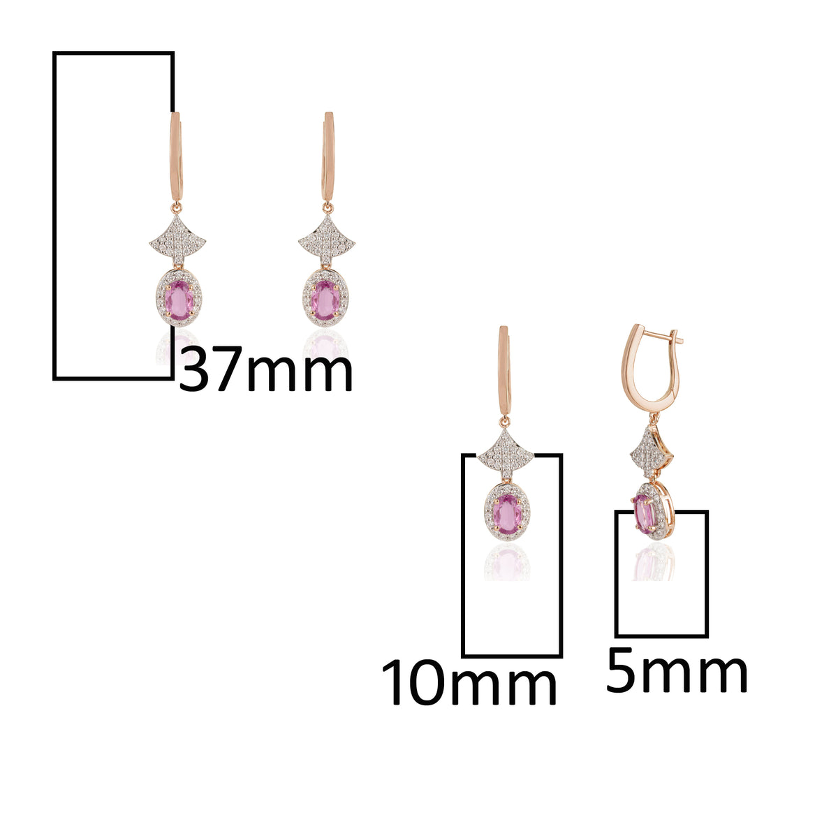 Pink Sapphire Diamond Drop Earrings
