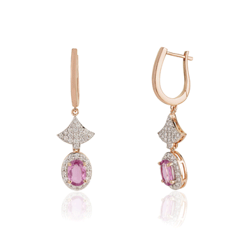 Pink Sapphire Diamond Drop Earrings