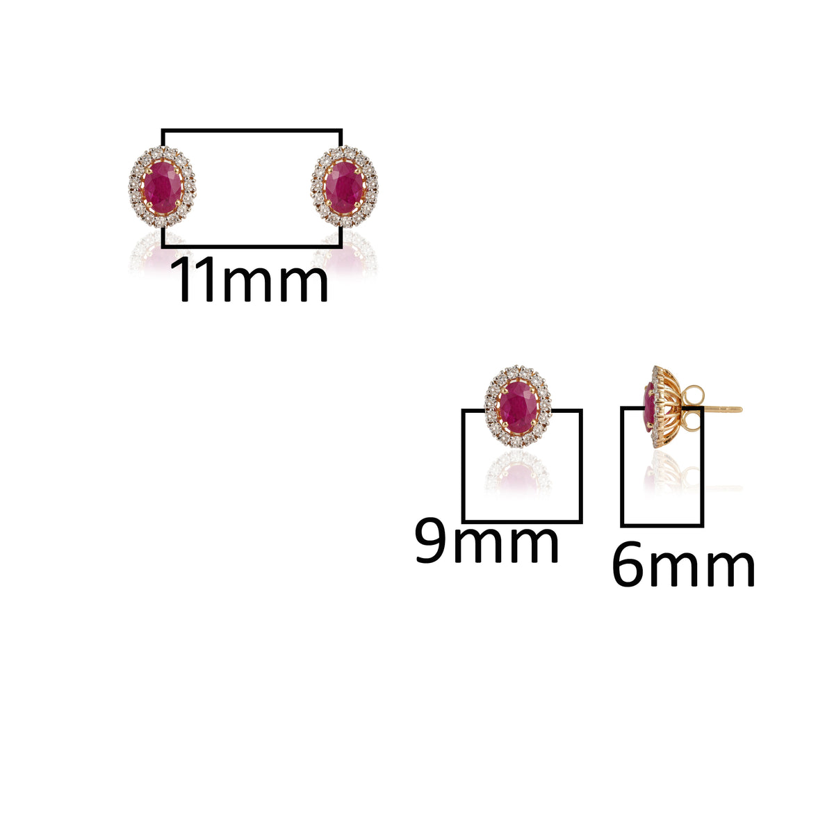 Ruby Diamond Halo Stud Earrings