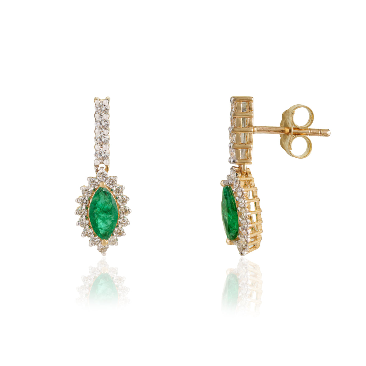 Emerald Diamond Drop Earrings