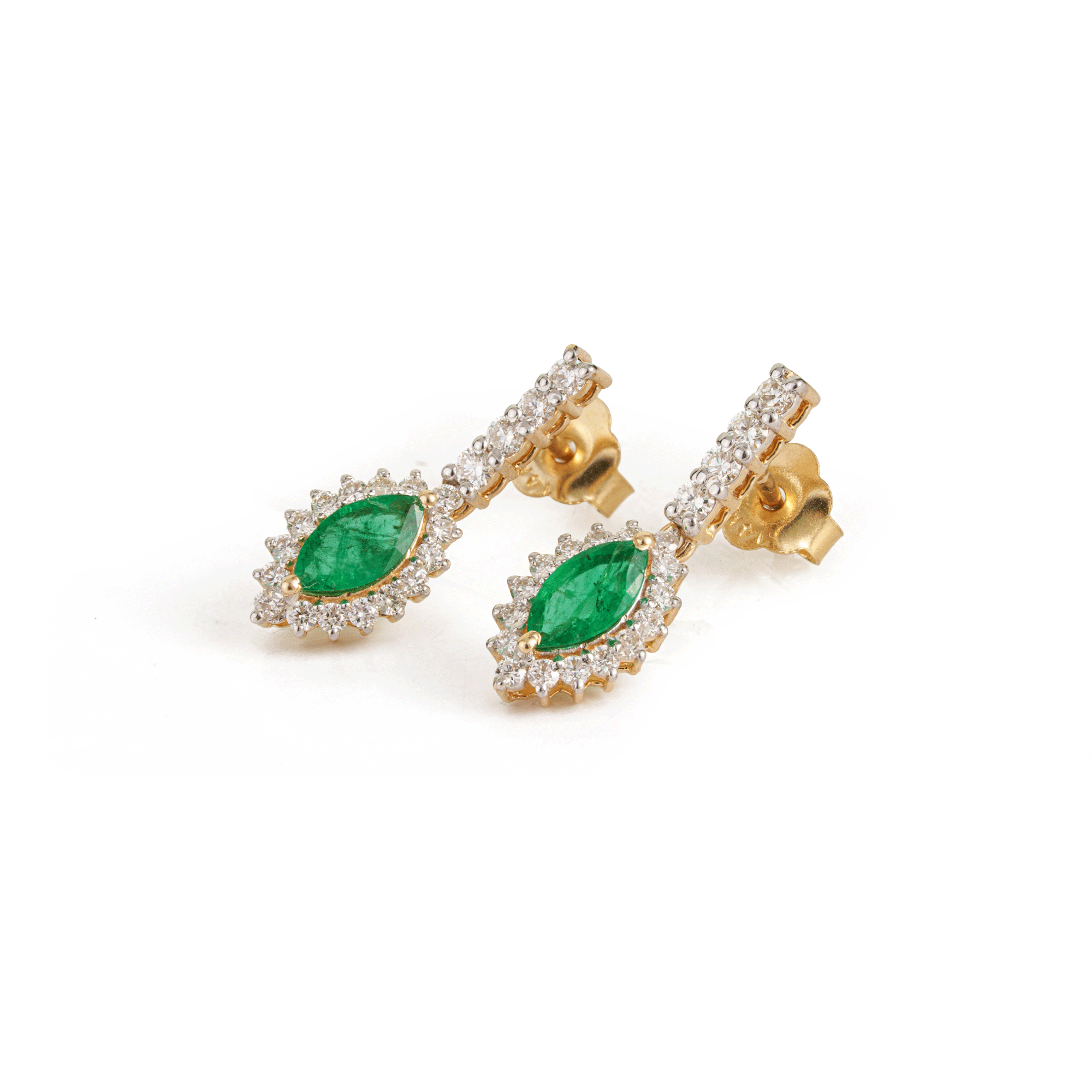Emerald Diamond Drop Earrings