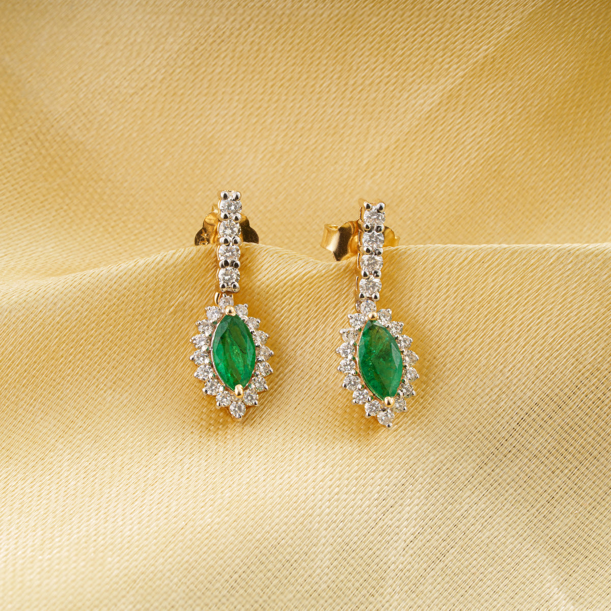 Emerald Diamond Drop Earrings