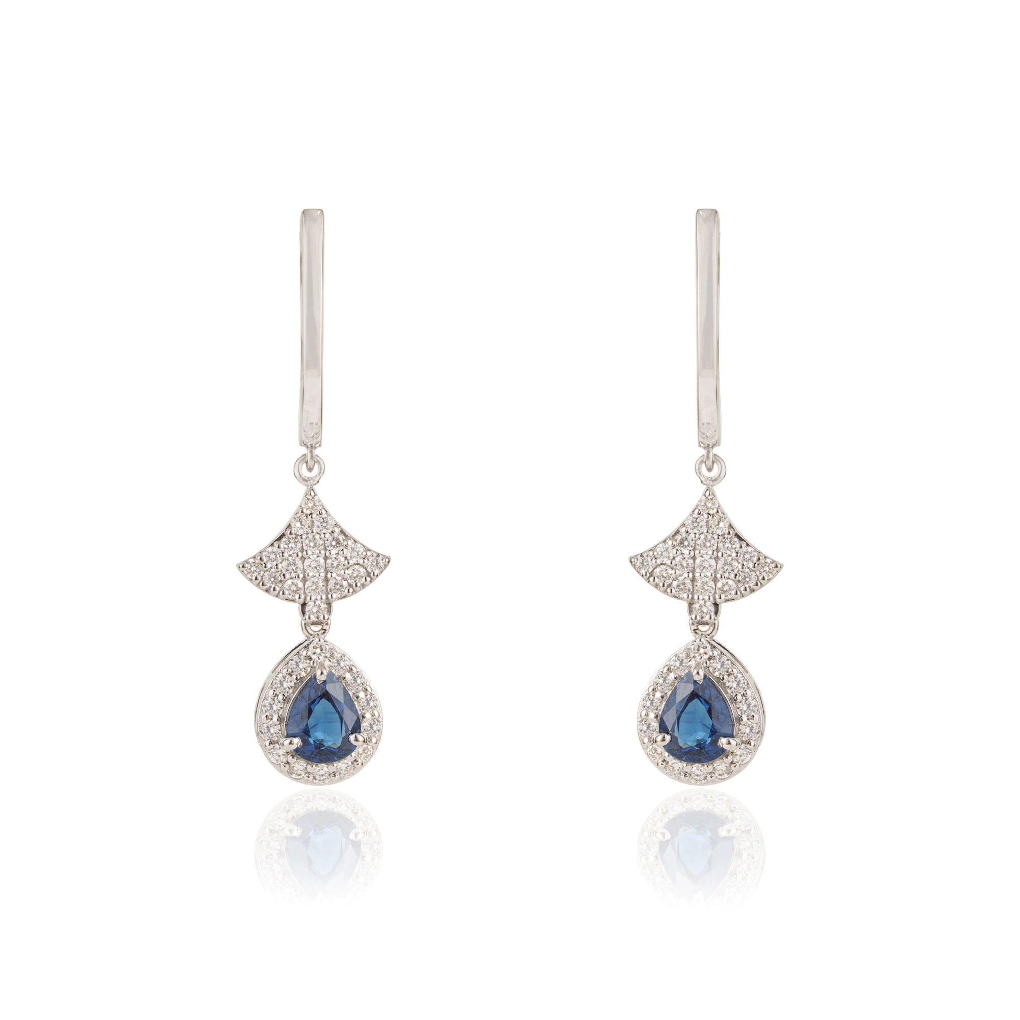 Blue Sapphire Diamond Drop Earrings