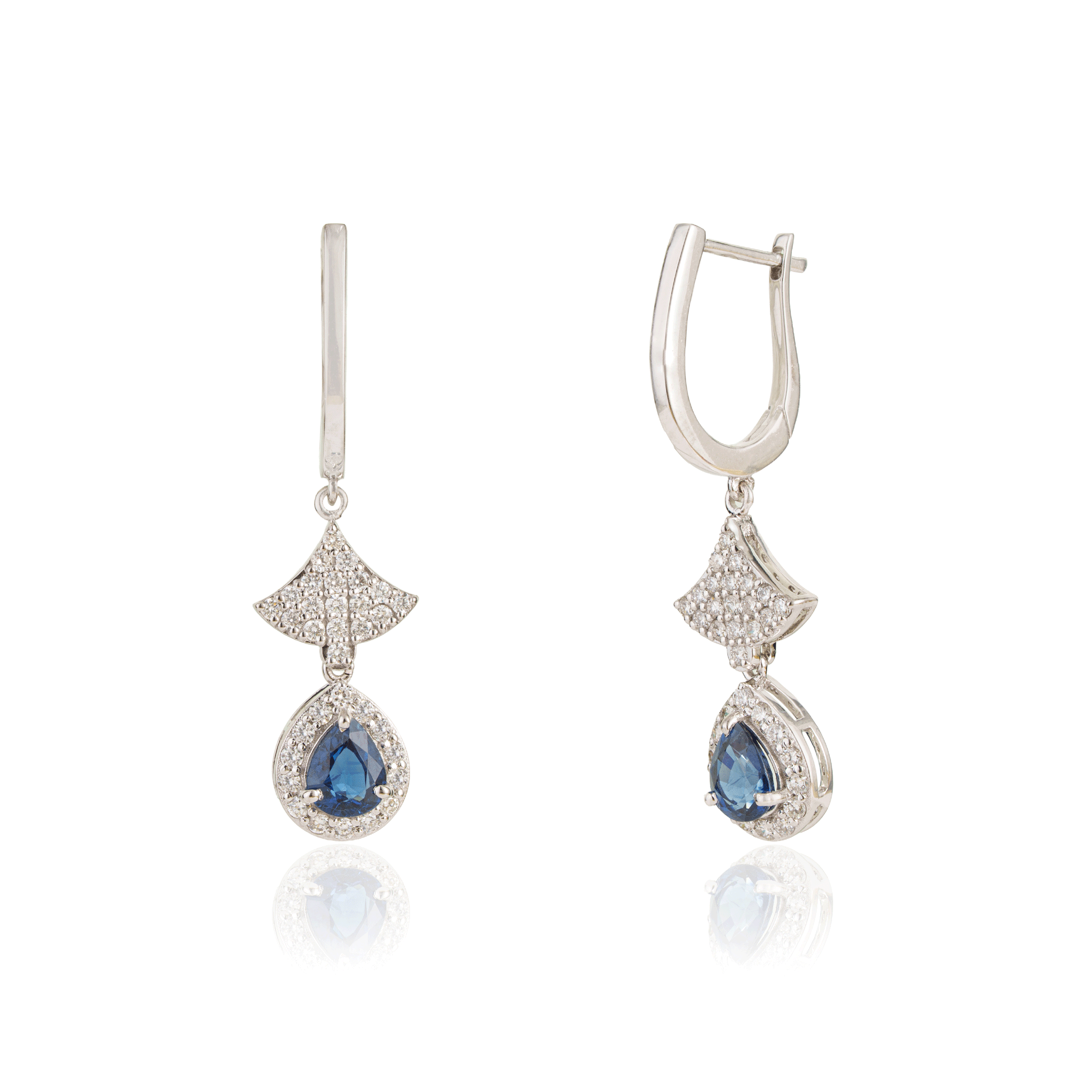 Blue Sapphire Diamond Drop Earrings