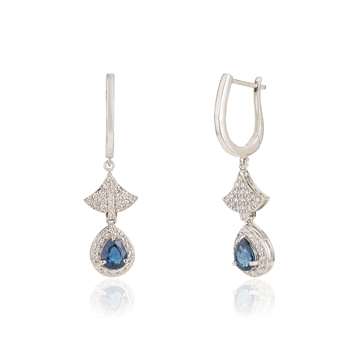 Blue Sapphire Diamond Drop Earrings