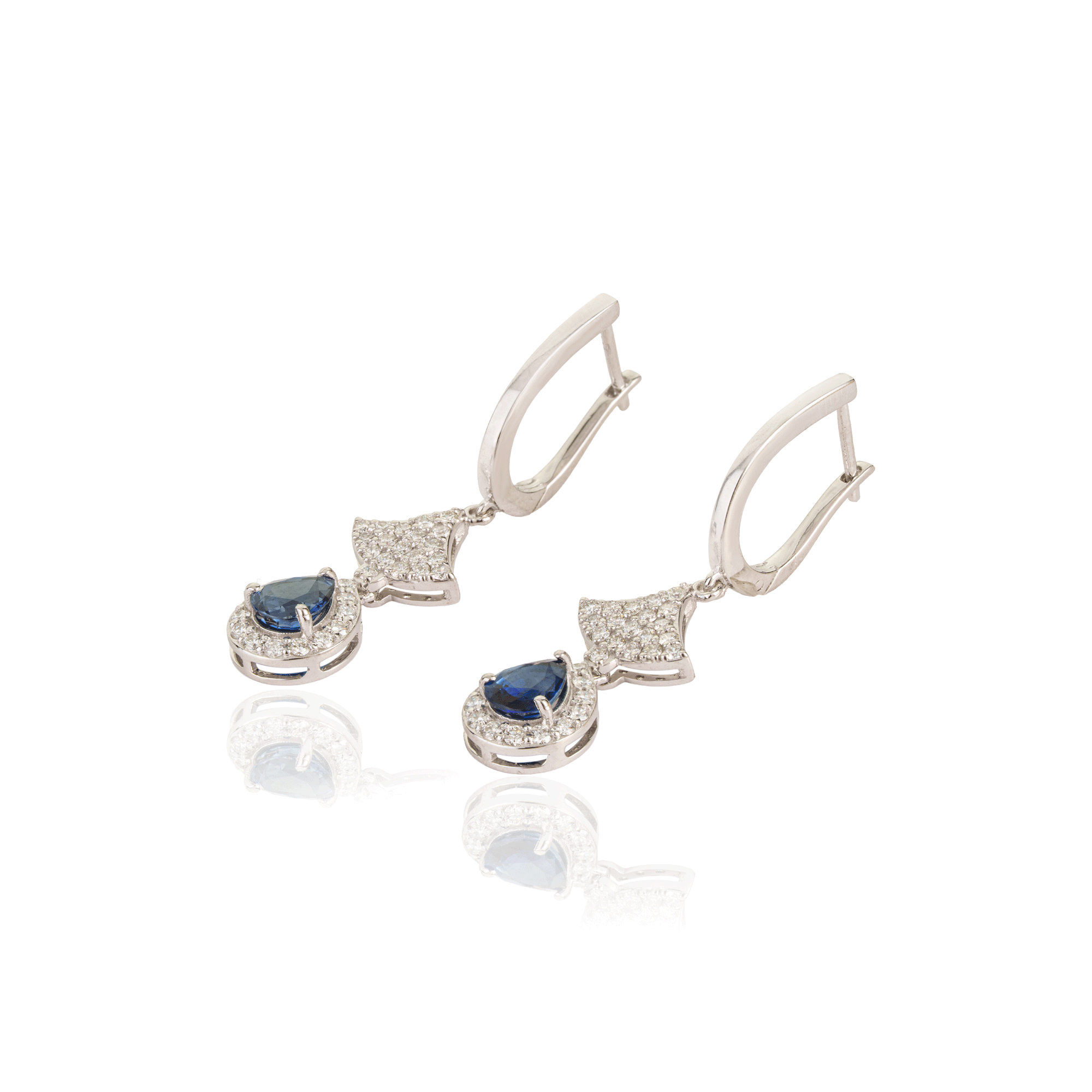 Blue Sapphire Diamond Drop Earrings