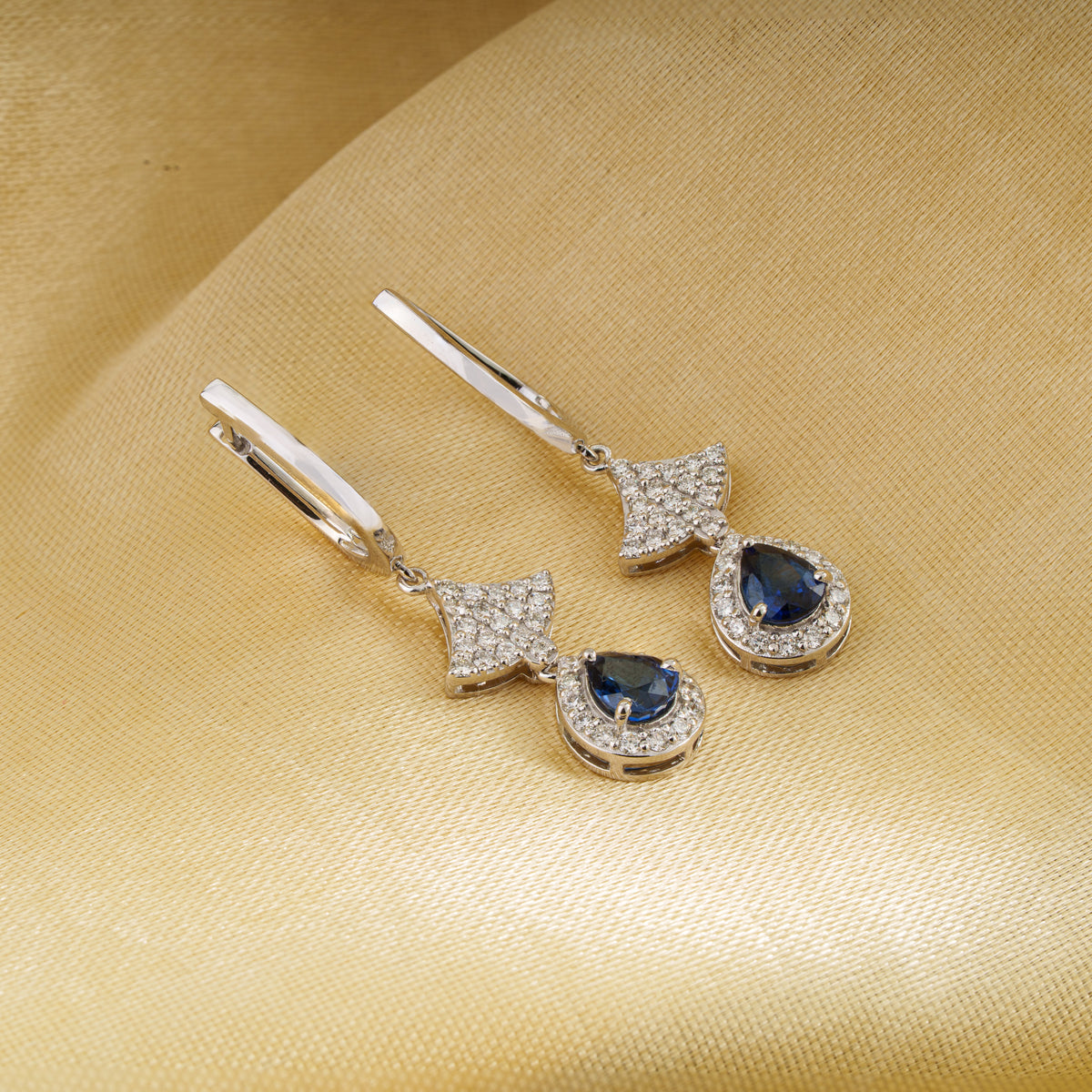 Blue Sapphire Diamond Drop Earrings
