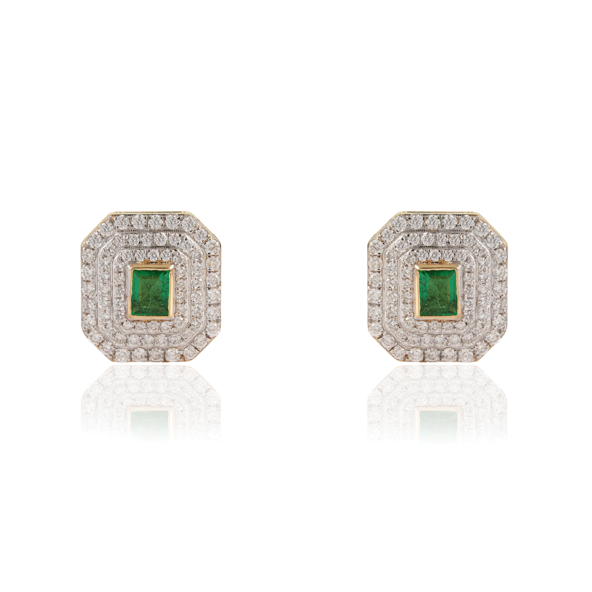 Emerald Diamond Stud Earrings