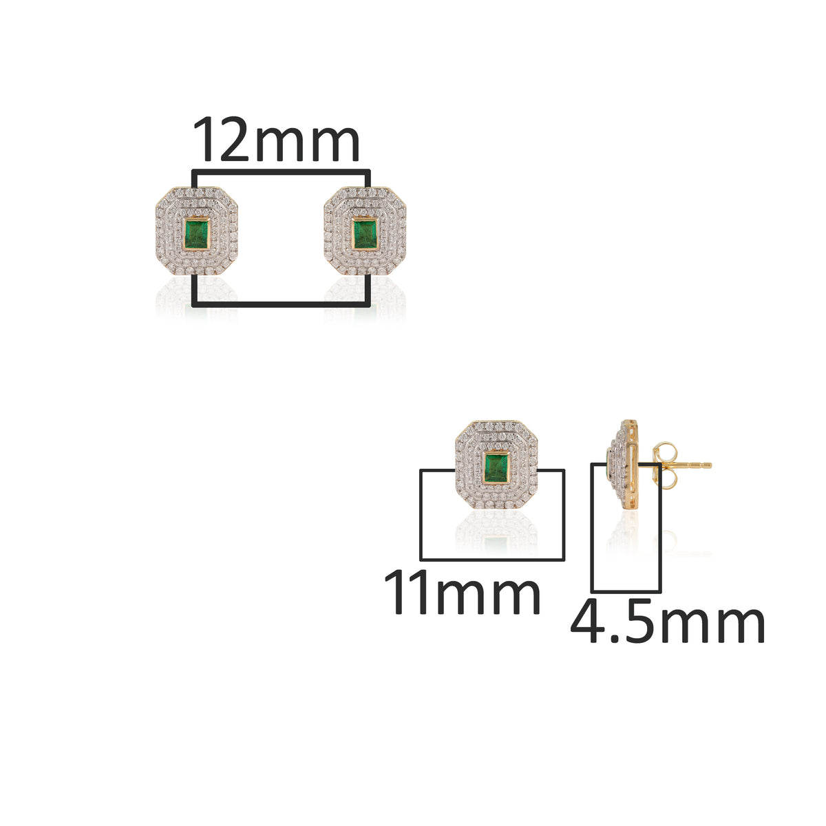 Emerald Diamond Stud Earrings