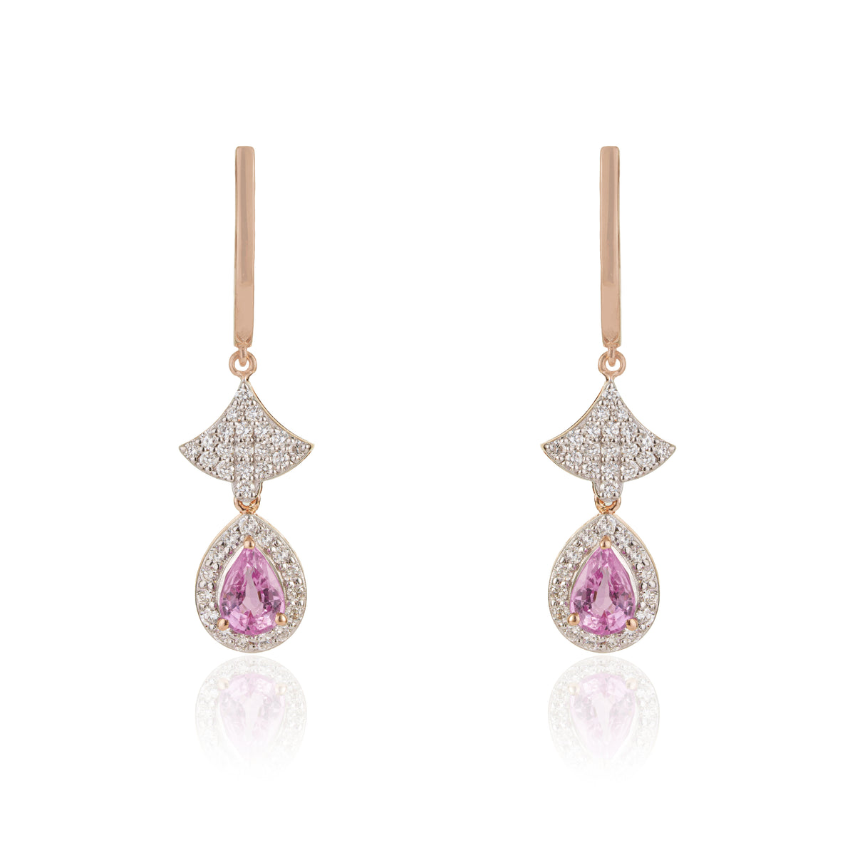 Pink Sapphire Diamond Drop Earrings