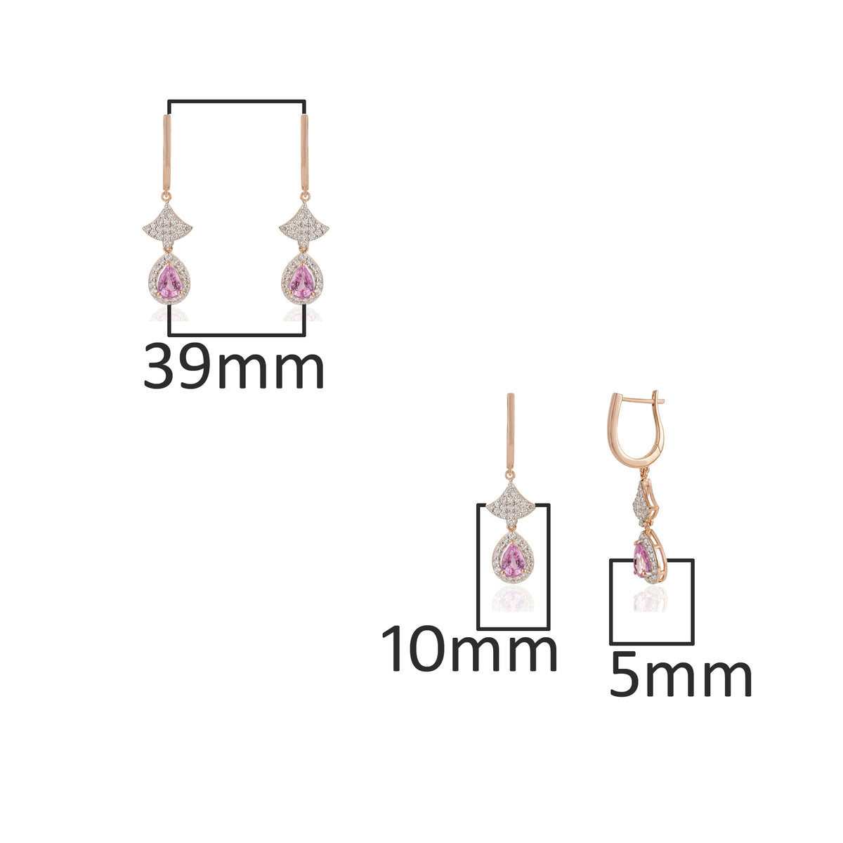 Pink Sapphire Diamond Drop Earrings