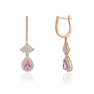 Pink Sapphire Diamond Drop Earrings