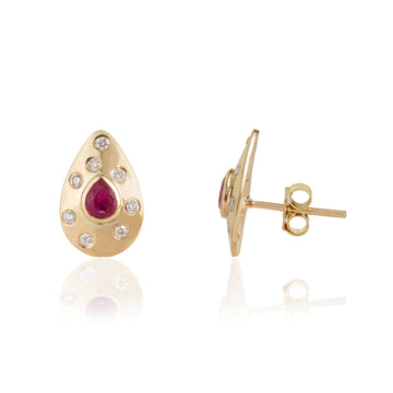 Ruby Diamond Stud Earrings