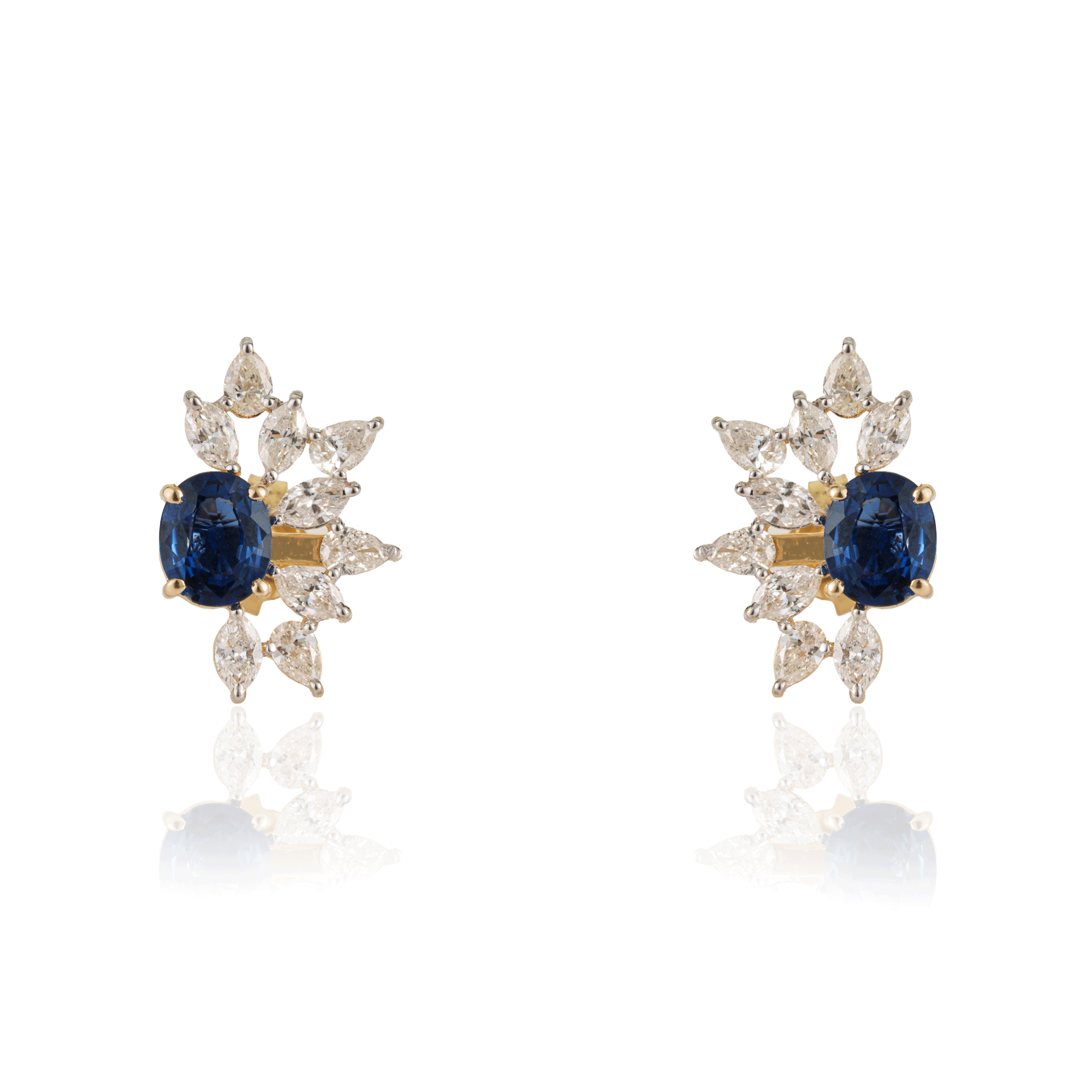 Blue Sapphire Diamond Stud Earrings