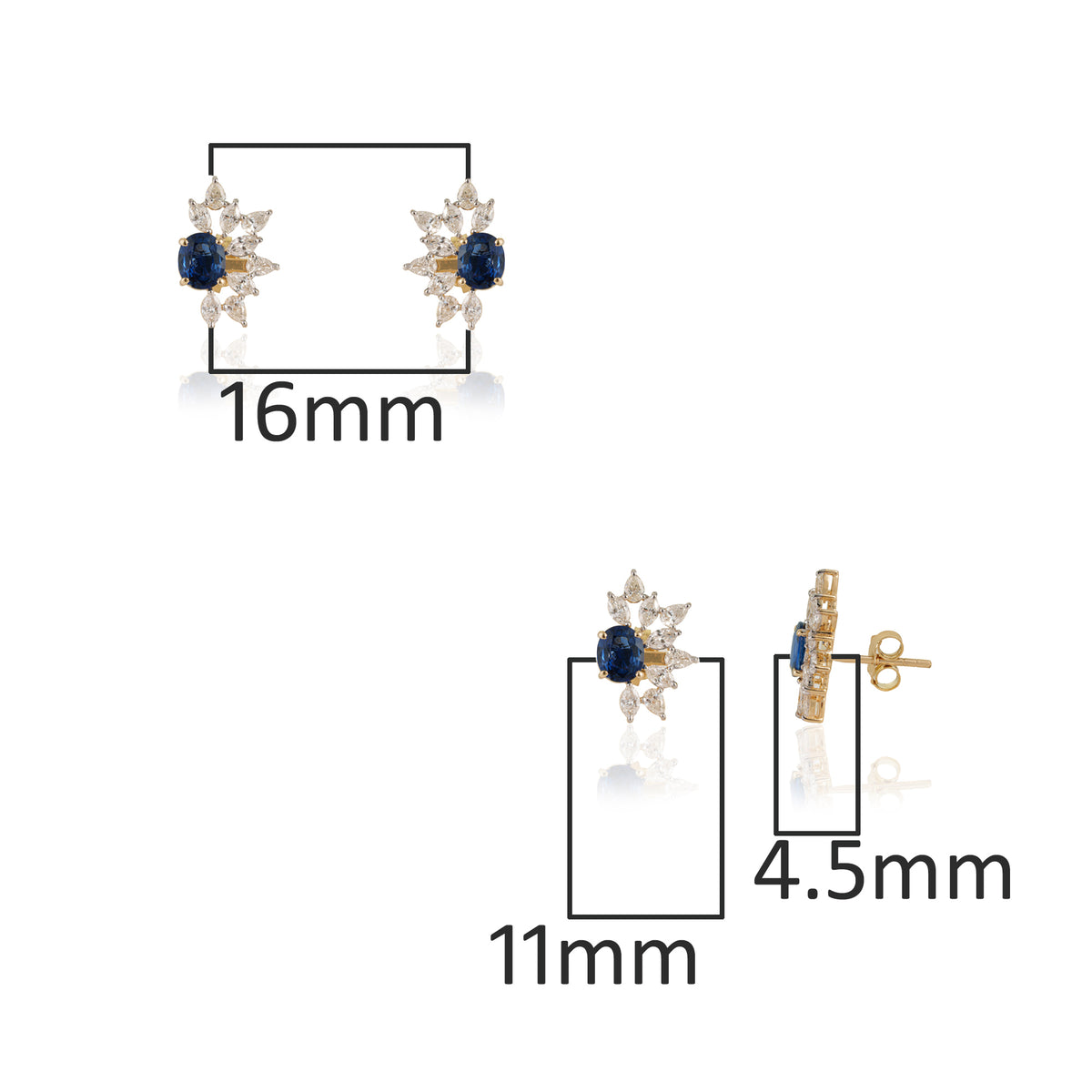 Blue Sapphire Diamond Stud Earrings