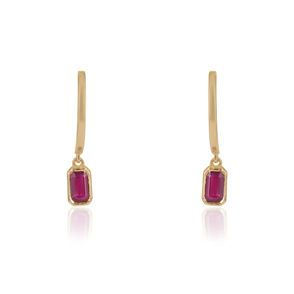 Ruby Drop Hoop Earrings