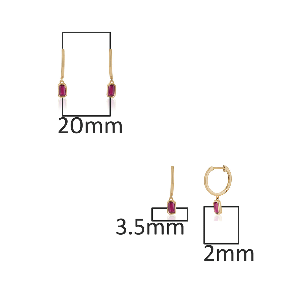 Ruby Drop Hoop Earrings