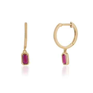 Ruby Drop Hoop Earrings