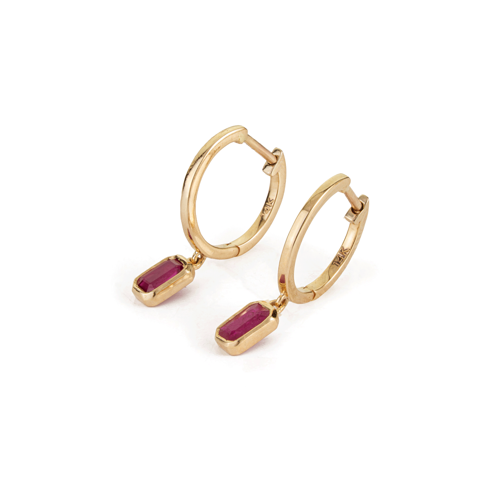 Ruby Drop Hoop Earrings