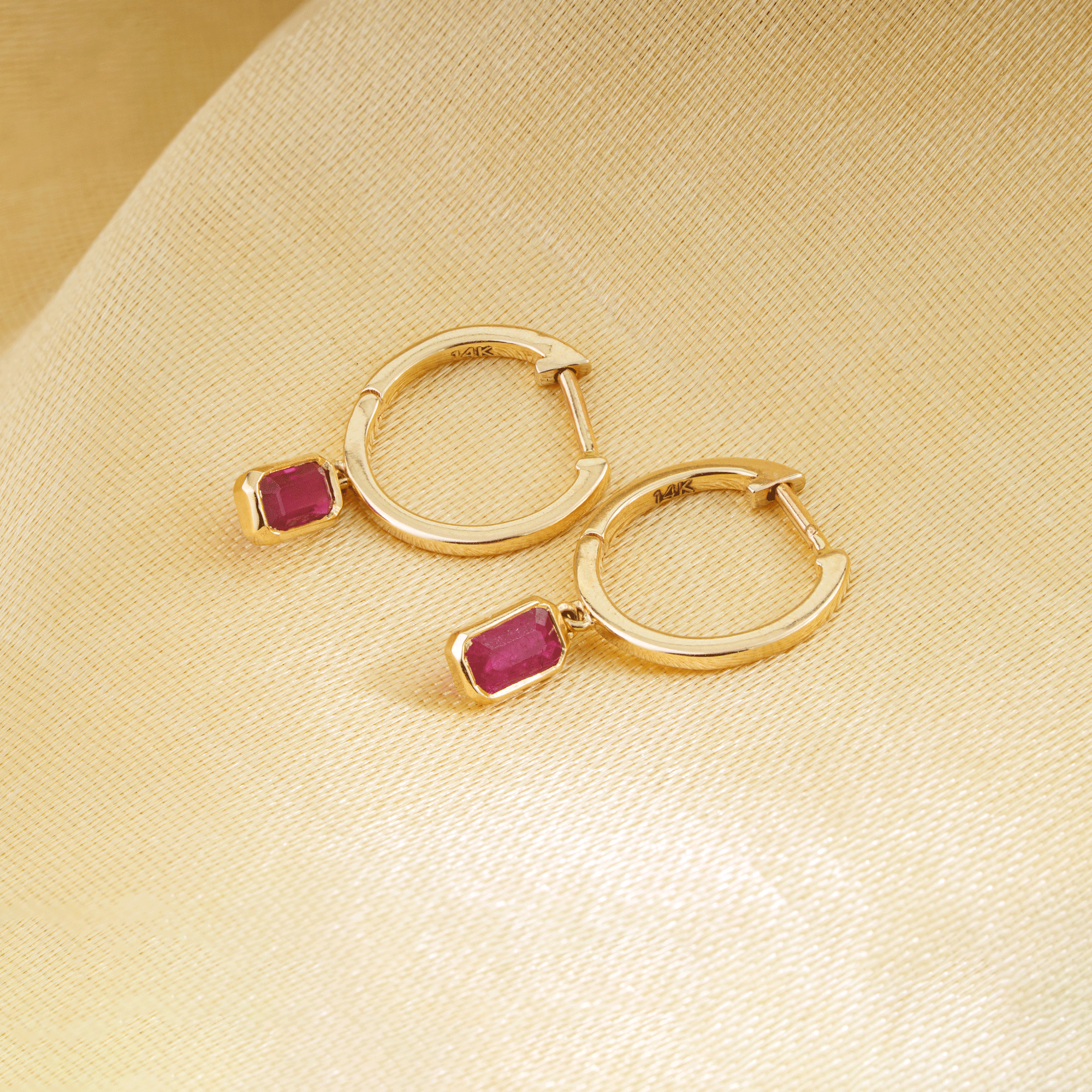 Ruby Drop Hoop Earrings