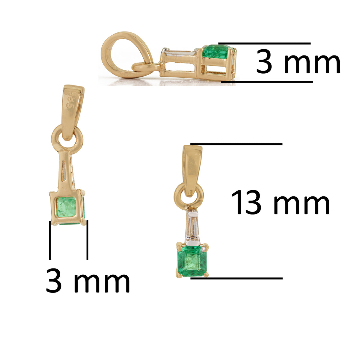 Emerald Diamond Gold Pendant