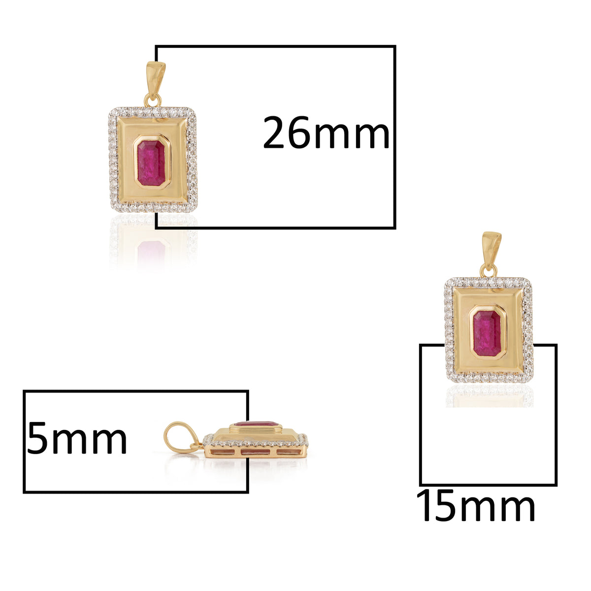 Ruby Diamond Gold Pendant