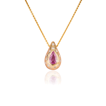 Pink Sapphire & Diamond Teardrop Pendant Necklace
