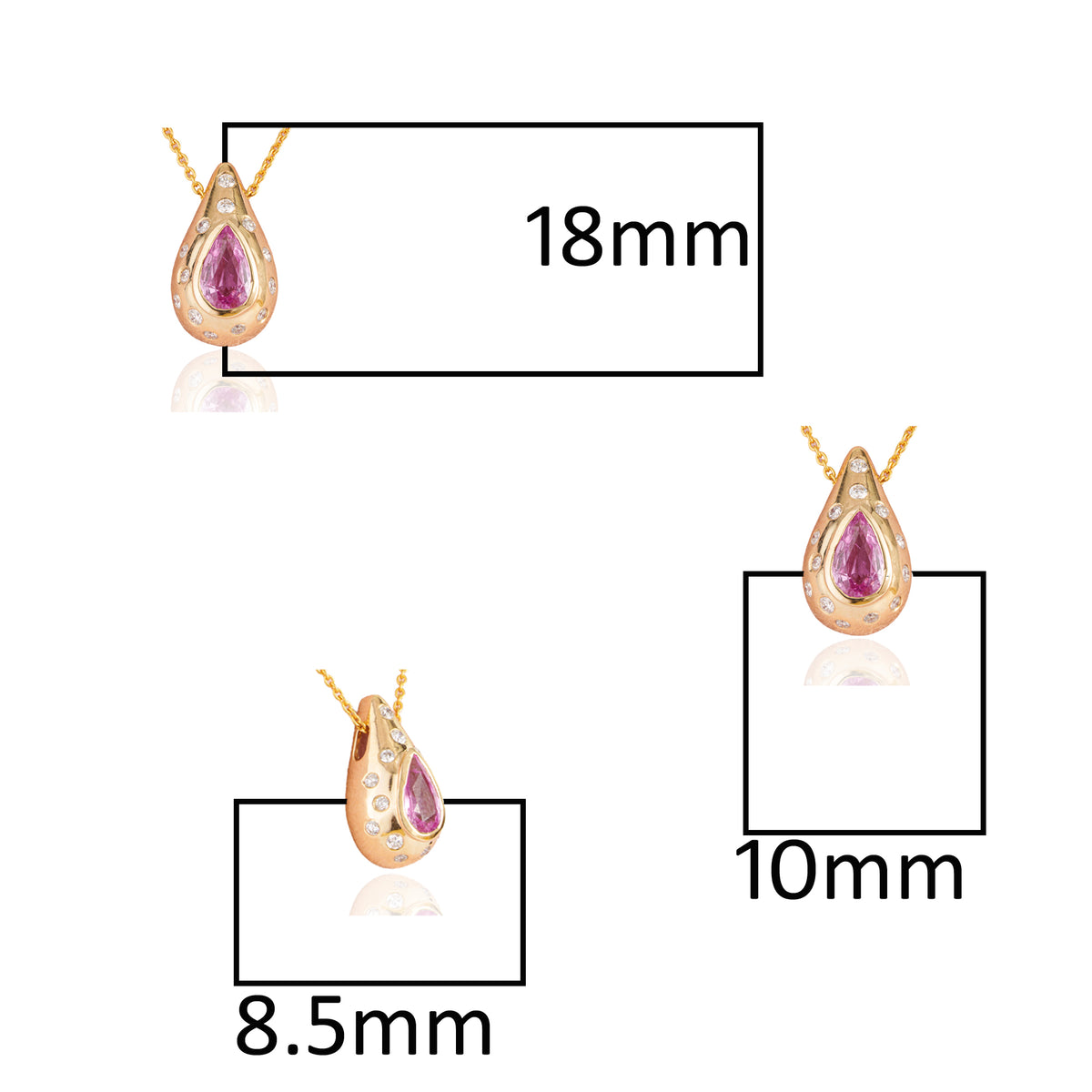 Pink Sapphire & Diamond Teardrop Pendant Necklace