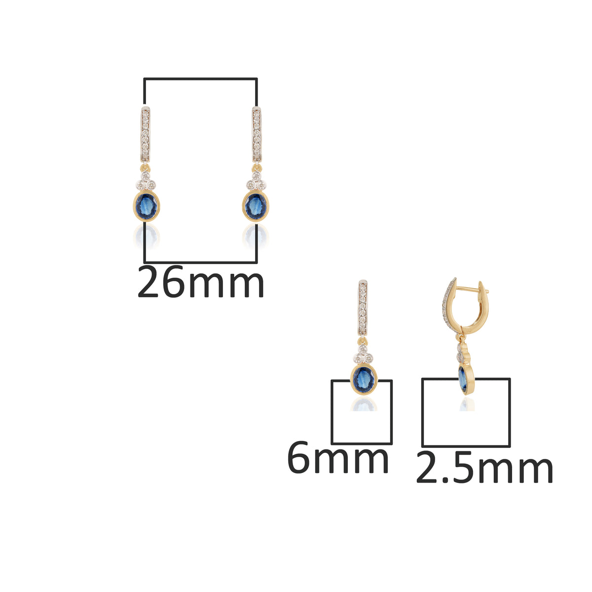 Blue Sapphire Diamond Drop Hoop Earrings
