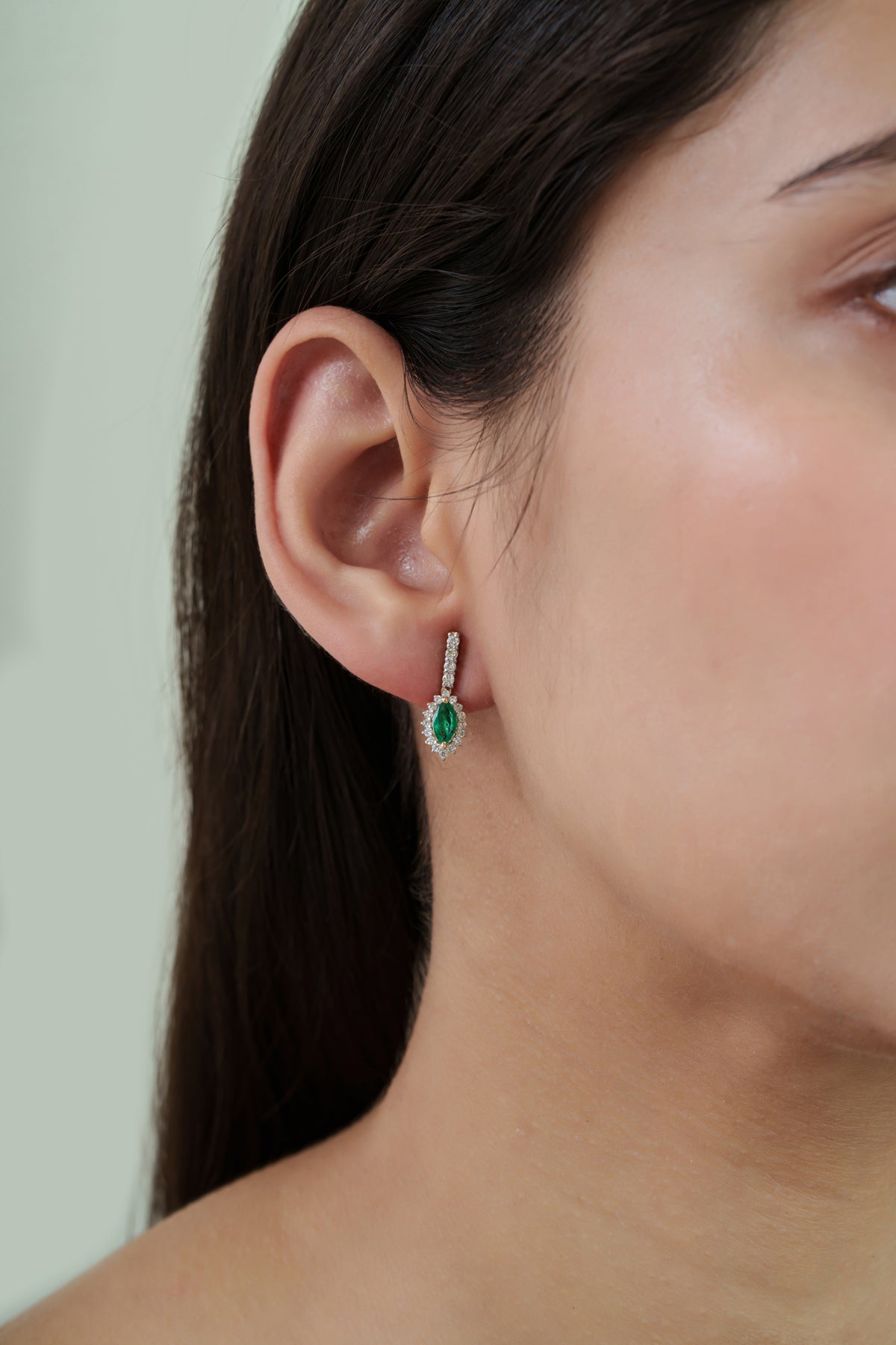 Emerald Diamond Drop Earrings