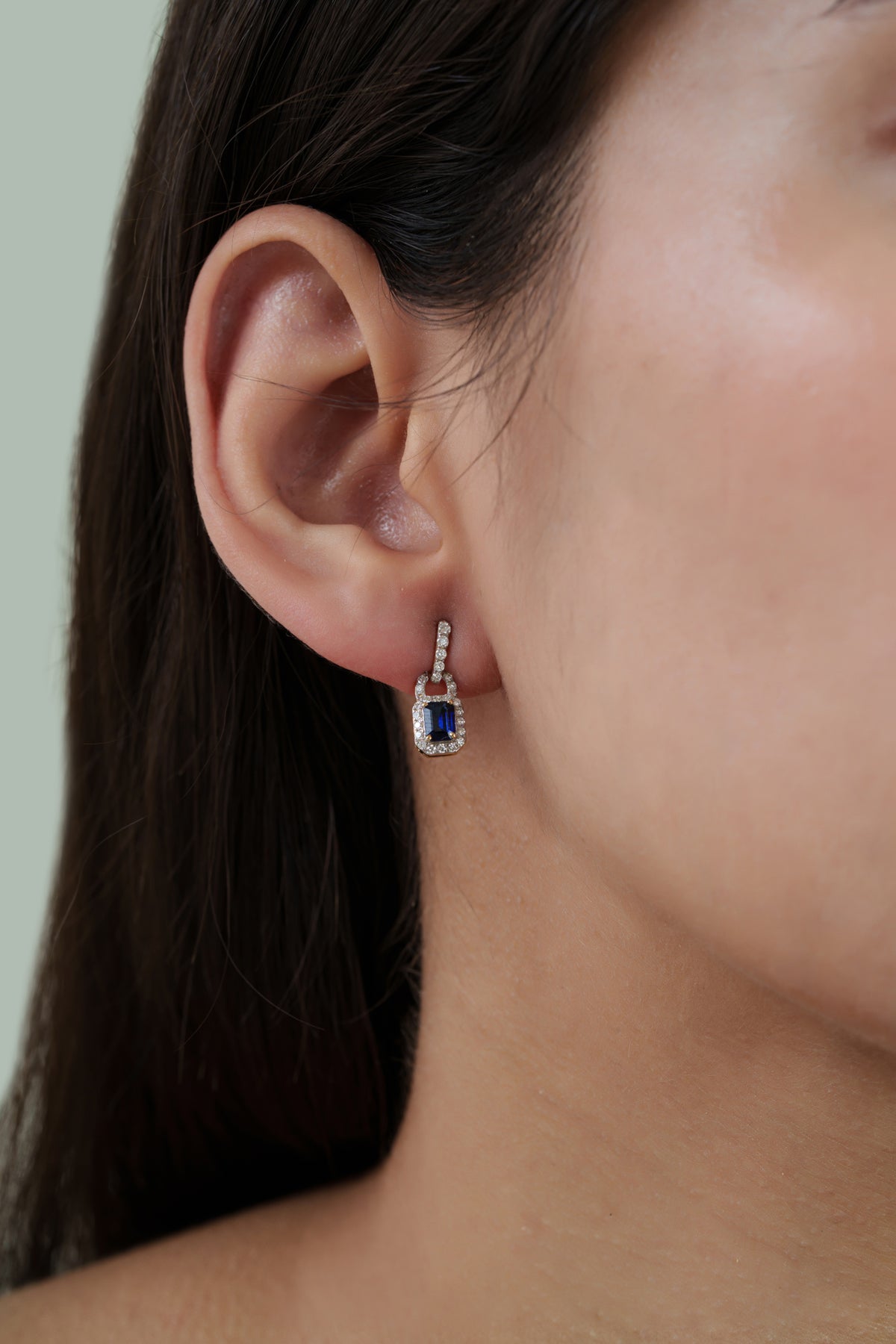 Blue Sapphire Diamond Earrings