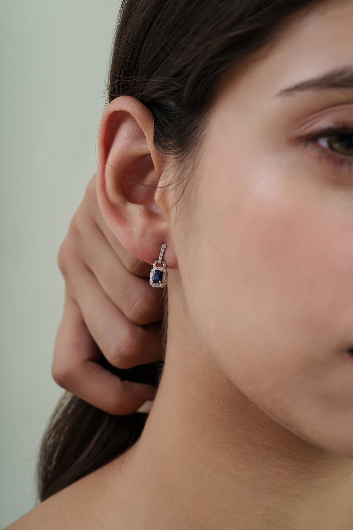 Blue Sapphire Diamond Earrings