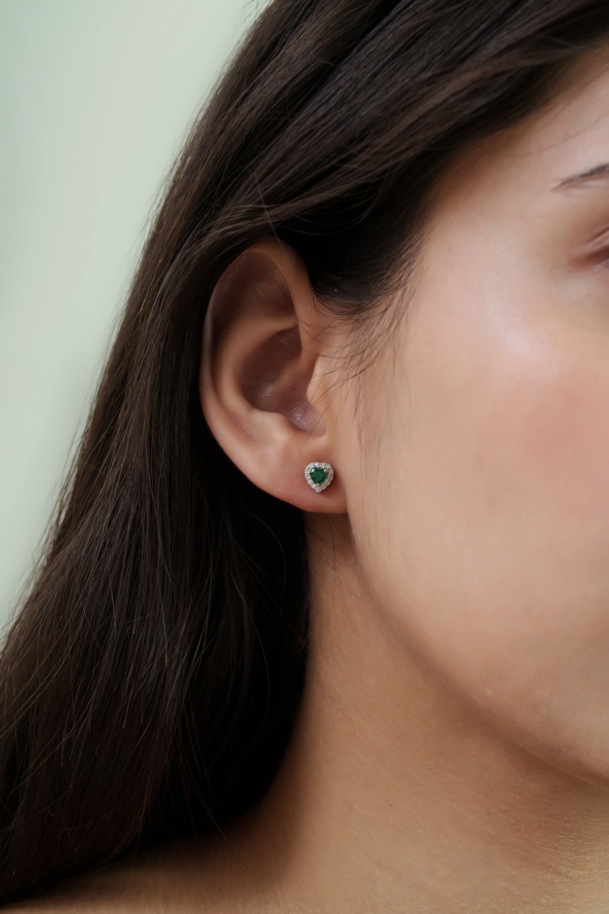 Emerald Heart Stud Earrings