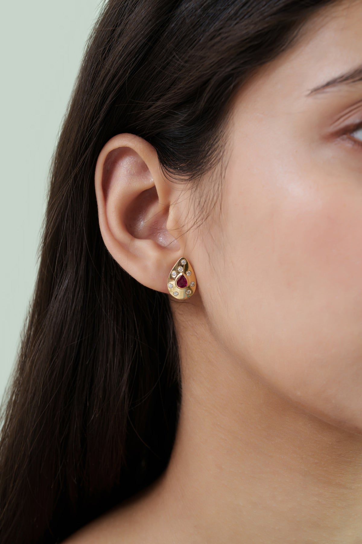 Ruby Diamond Stud Earrings